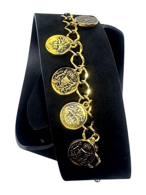 cintura donna nera  con medaglie BaxLab Milano | M77G-P10Nero